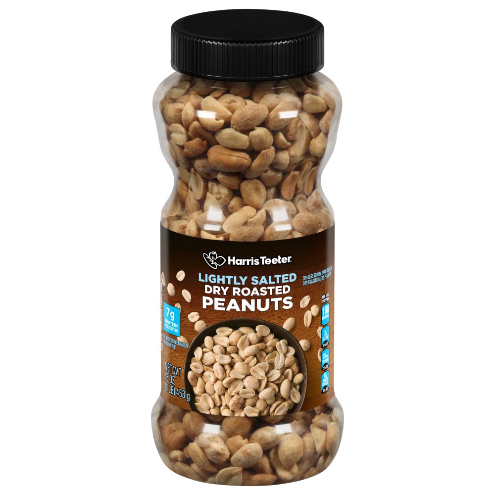 slide 1 of 1, Harris Teeter® Lightly Salted Dry Roasted Peanuts, 16 oz