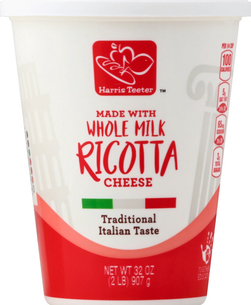 slide 2 of 2, Harris Teeter Ricotta Cheese - Whole Milk, 32 oz