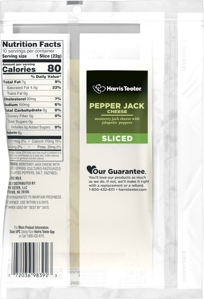 slide 3 of 6, Harris Teeter™ Sliced Pepper Jack Cheese - 8 Ounces, 8 oz