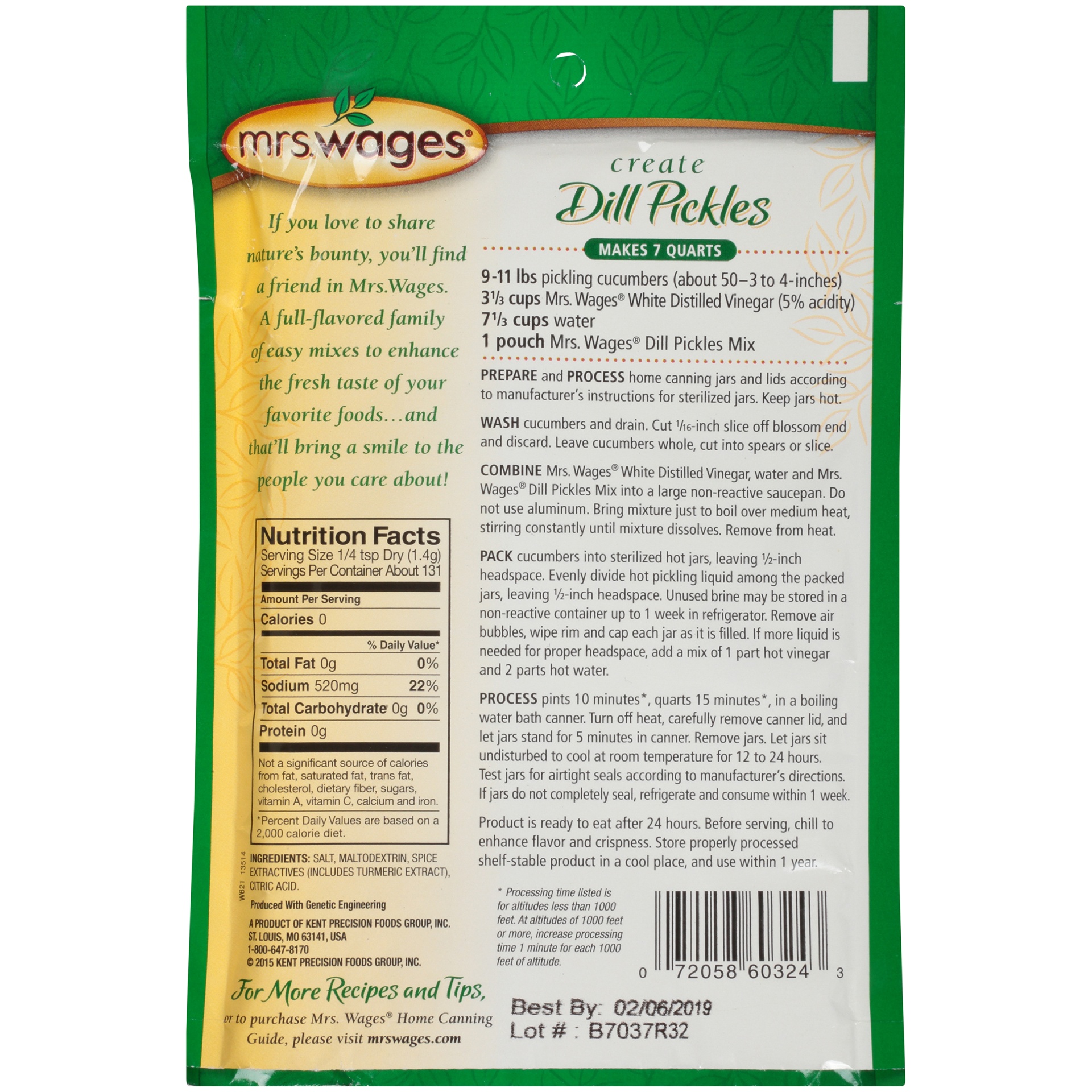 slide 6 of 6, Mrs. Wages Dill Pickle Mix, 6.5 oz