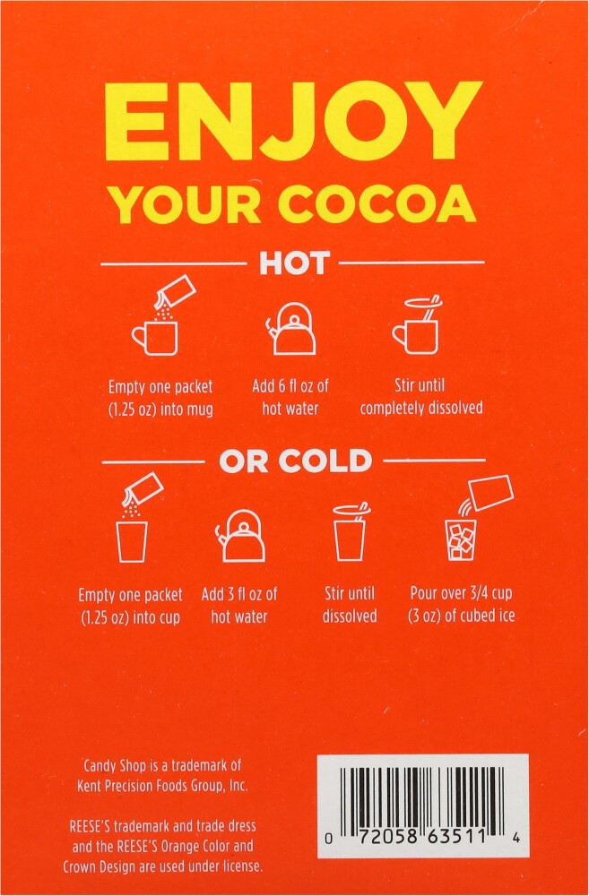 slide 4 of 4, Reese's Candy Shop™ Cocoa REESE’S Peanut Butter Cup Cocoa Mix - 8 Ct., 1.25 Oz. packets, 8 ct