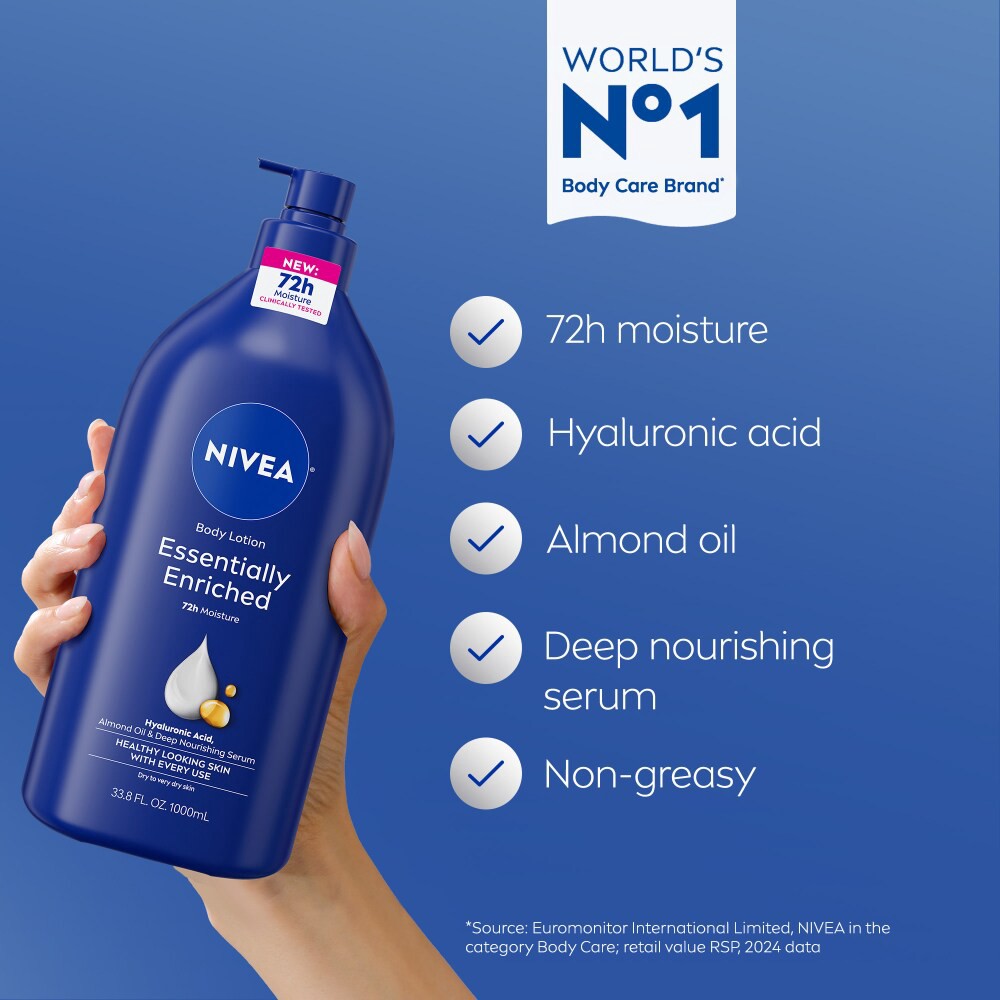 slide 3 of 6, Nivea Essentially Enriched Body Lotion Value Size 33.8 fl oz, 33.8 fl oz