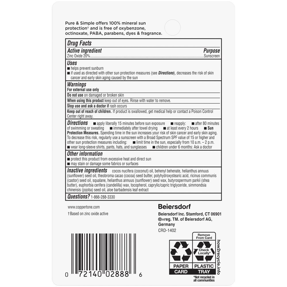 slide 4 of 6, Coppertone Pure & Simple SPF 50 Stick, 0.49 oz., 0.49 oz