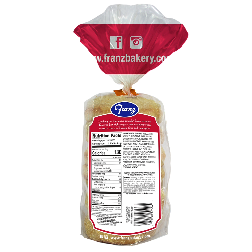 slide 4 of 5, Franz Extra Crisp English Muffins 16oz, 16 oz