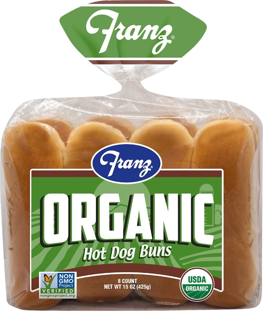 slide 1 of 1, Franz Organic Hot Dog Buns 8 Count, 15 oz