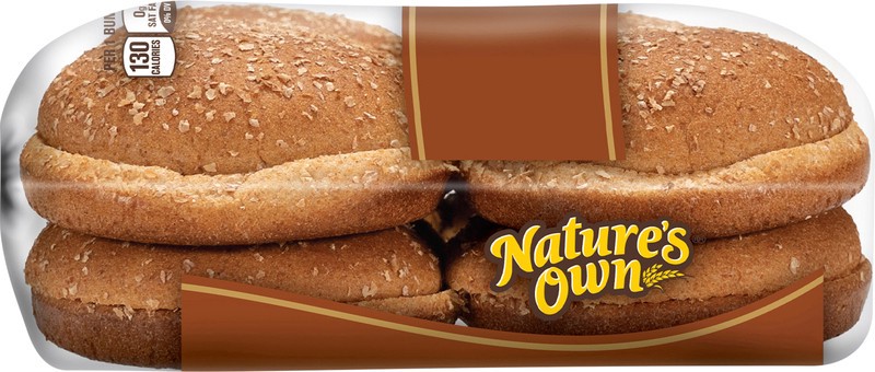 slide 4 of 5, Nature's Own 100% Whole Wheat Hamburger Buns 15 oz, 15 oz