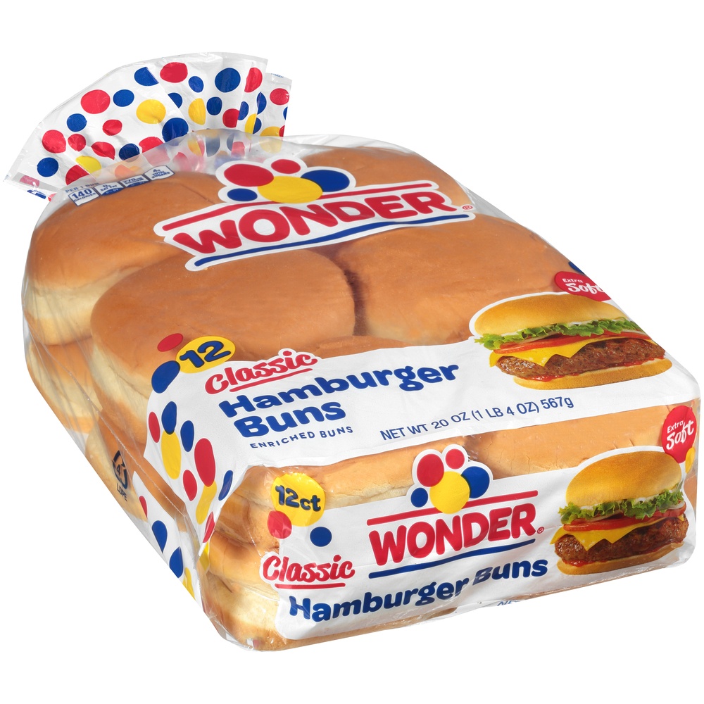 slide 5 of 8, Wonder Extra Soft Classic Hamburger Buns 12 ea, 12 ct