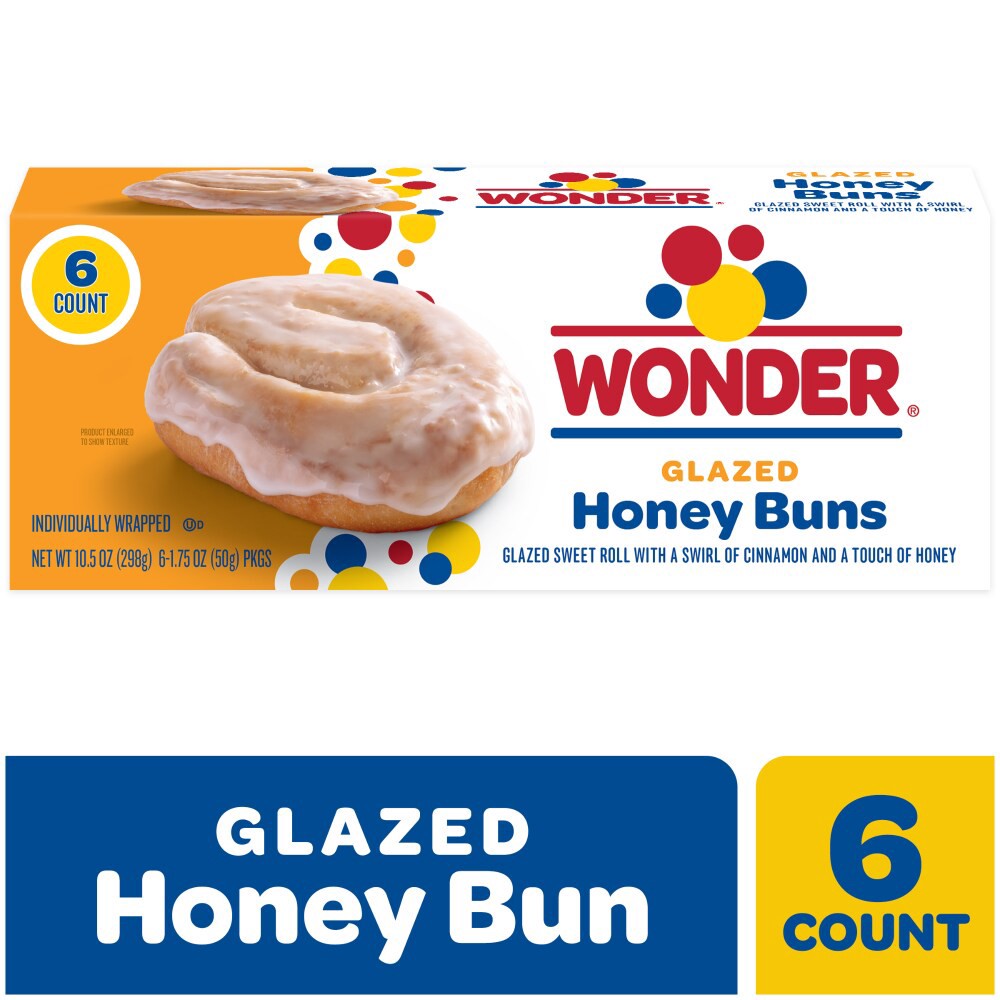 slide 6 of 6, Wonder 6ct Glazed Honey Buns 10.5oz, 6 ct; 10.5 oz
