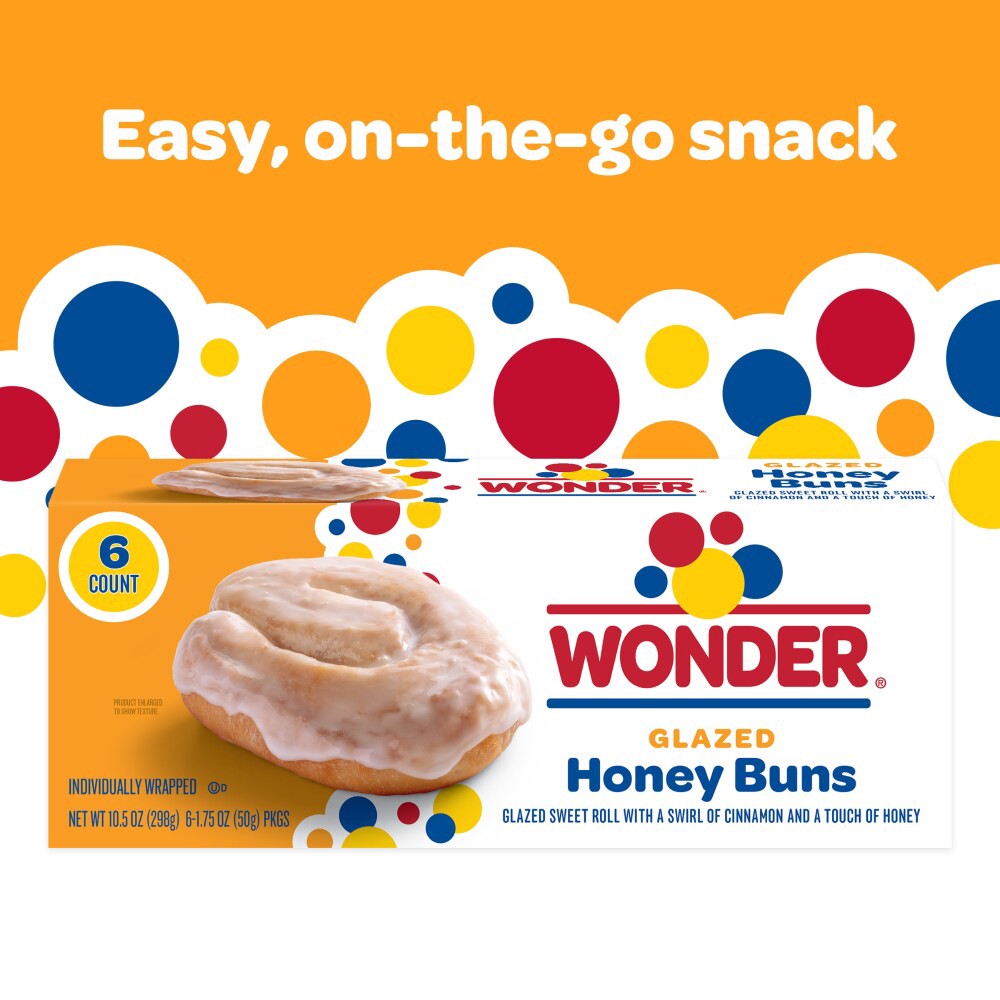 slide 2 of 6, Wonder 6ct Glazed Honey Buns 10.5oz, 6 ct; 10.5 oz