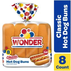 Wonder Bread Classic Hot Dog Buns, White Bread Hot Dog Buns, 8 Count