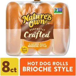 Nature's Own Perfectly Crafted Brioche Style Hot Dog Rolls, Non-GMO Hot Dog Buns, 8 Count