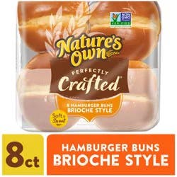 Nature's Own Perfectly Crafted Brioche Style Hamburger Buns, Non-GMO Sandwich Buns, 8 Count