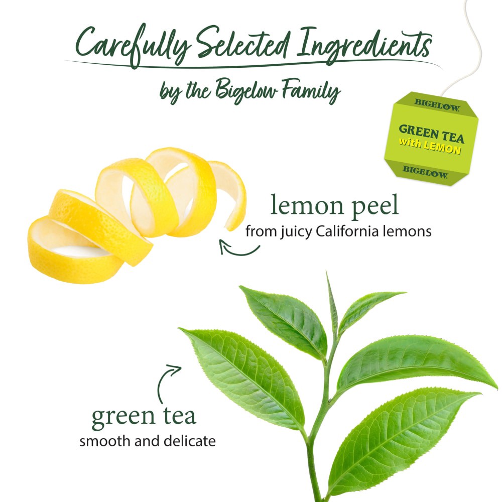 slide 2 of 6, Bigelow Green Tea, with Lemon, Tea Bags, 20 ct