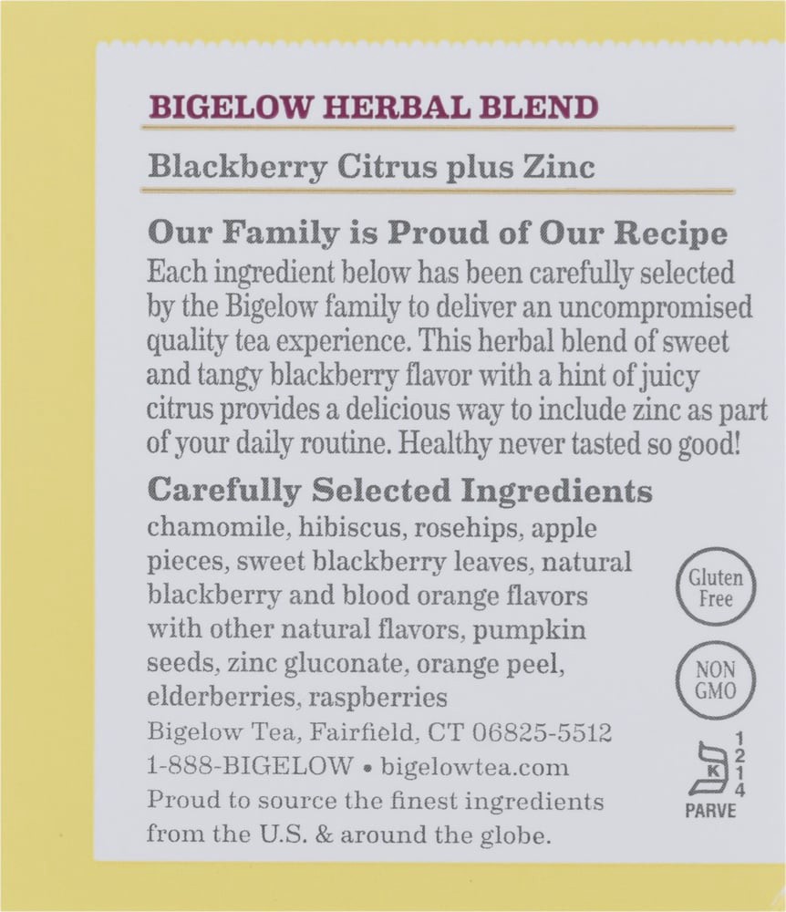 slide 4 of 5, Bigelow Herbal Tea, Blackberry Citrus, Tea Bags, 18 ct