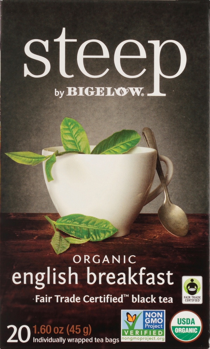 slide 8 of 9, Bigelow steep Organic English Breakfast Fair Trade Certified Black Tea Bags, 20 ct
