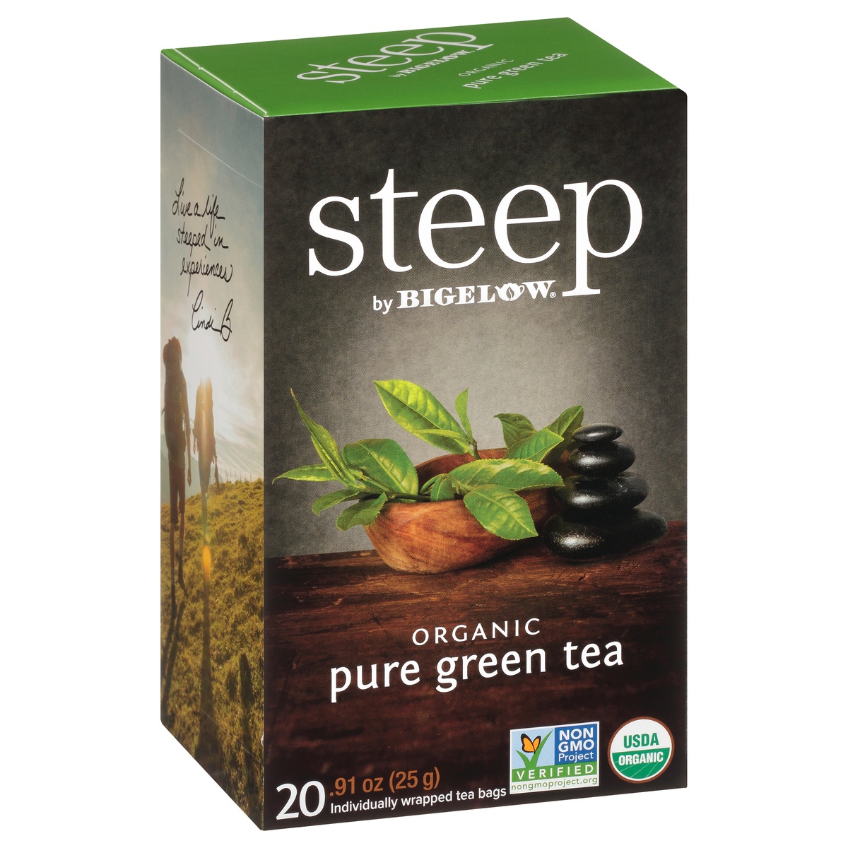 slide 2 of 8, Bigelow steep Organic Pure Green Tea, 20 ct