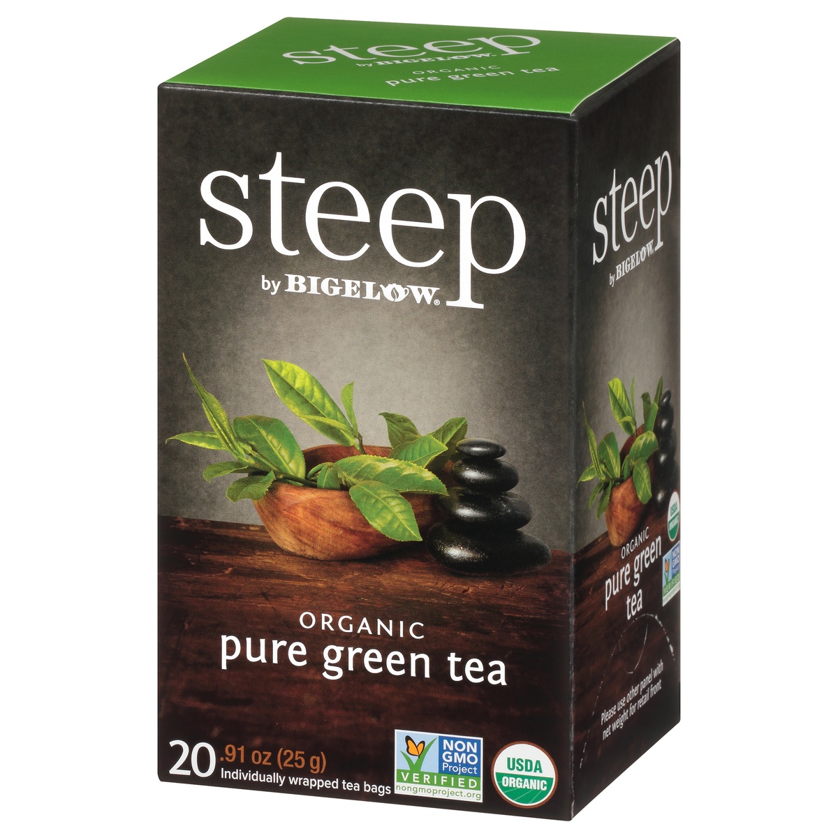 slide 3 of 8, Bigelow steep Organic Pure Green Tea, 20 ct