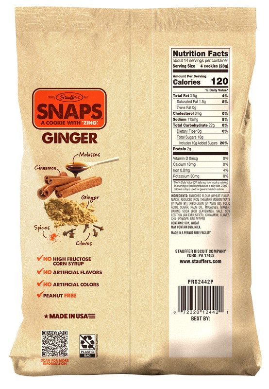 slide 5 of 5, Stauffer's SNAPS, Ginger 14 oz, 14 oz