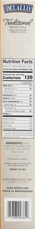 slide 5 of 5, DeLallo Grissini Tradizionali Style Breadsticks, 4.4 oz
