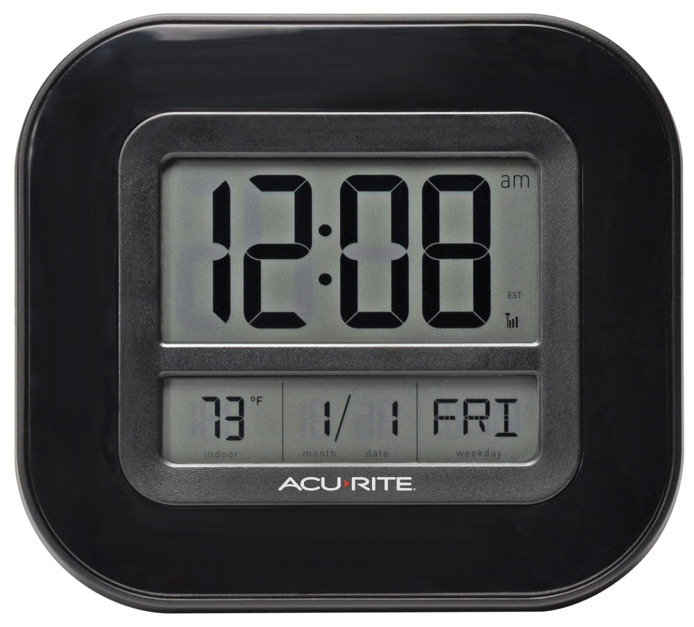 slide 1 of 1, Acurite Atomic Digital Wall Clock With Thermometer, 8 in x 9 in