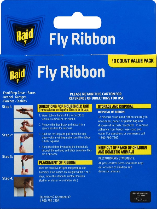 slide 3 of 4, Raid Fly Ribbon 10 ea, 10 ct