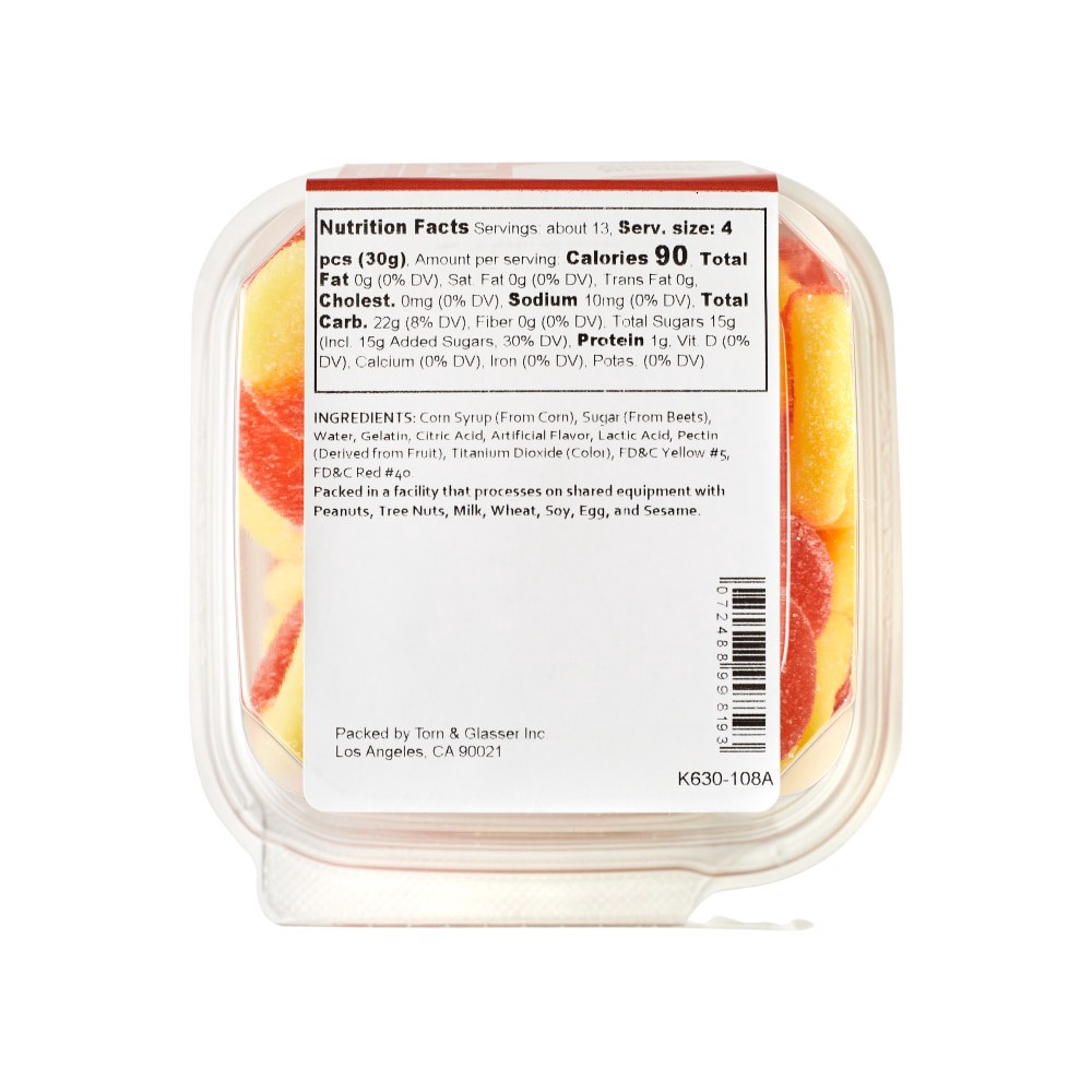 slide 2 of 3, Torn & Glasser Gummi Peach Rings, 14 oz
