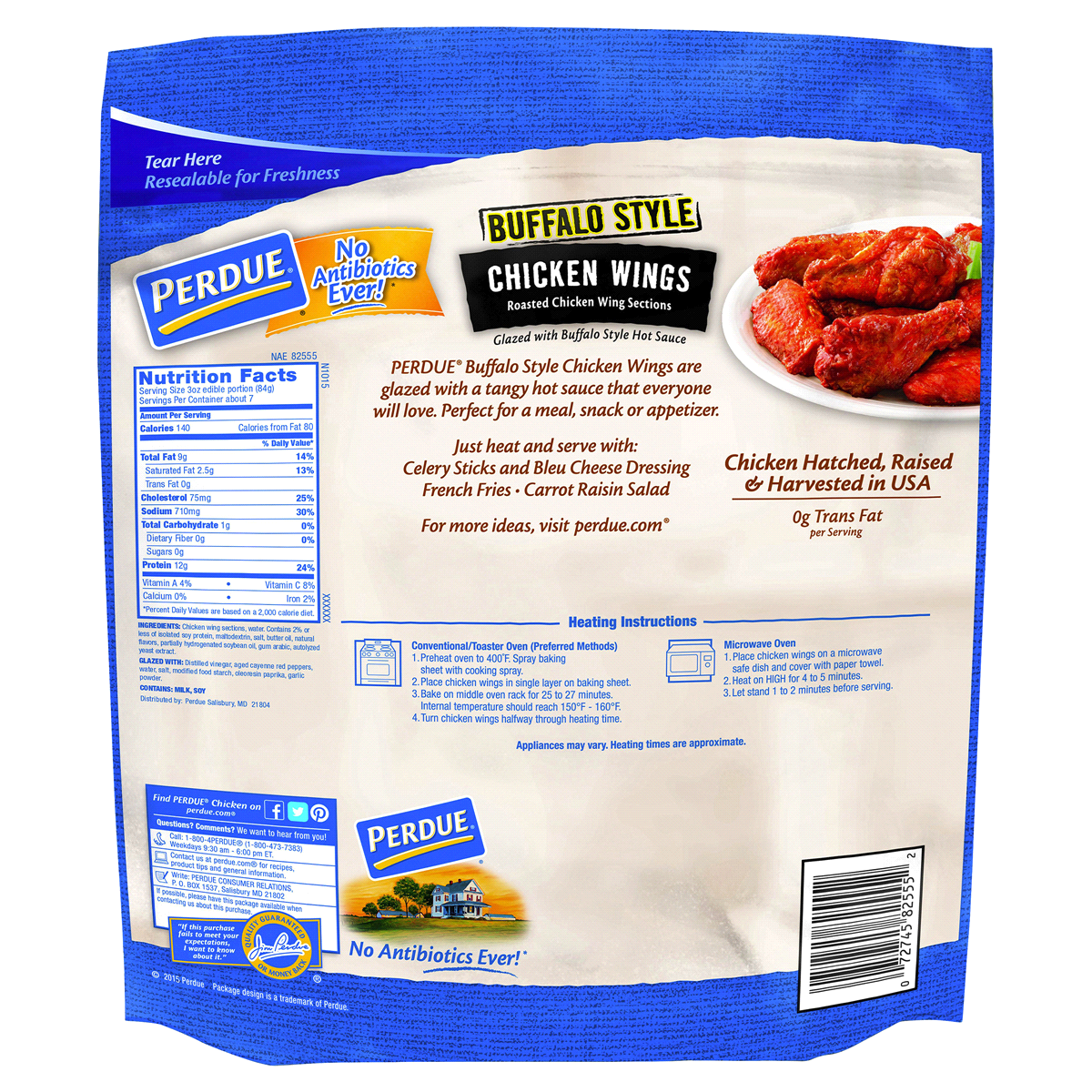 slide 2 of 2, PERDUE Buffalo Style Glazed Chicken Wings, 28 oz