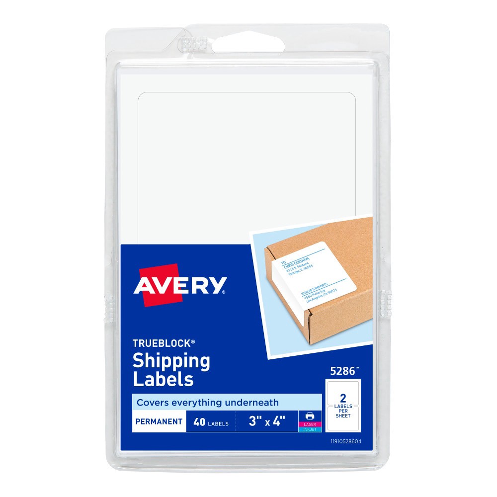 slide 6 of 6, Avery Trueblock Permanent Shipping Labels, 40 ct