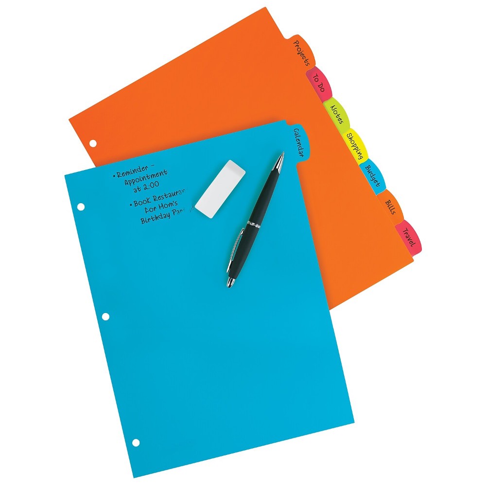 slide 2 of 6, Avery Big Tab Write & Erase Durable Plastic Dividers, 8 1/2'' X 11'', Multicolor, 8-Tab, 1 ct