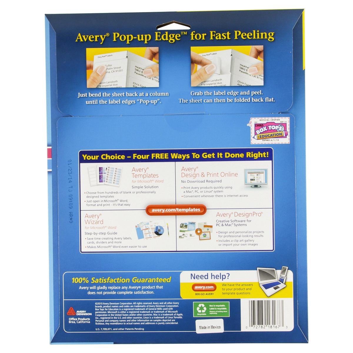 slide 2 of 2, Avery Easy Peel Return Address Label, 800 ct