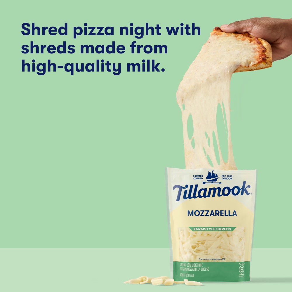 slide 4 of 6, Tillamook Farmstyle Shreds Mozzarella Cheese 8 oz, 8 oz