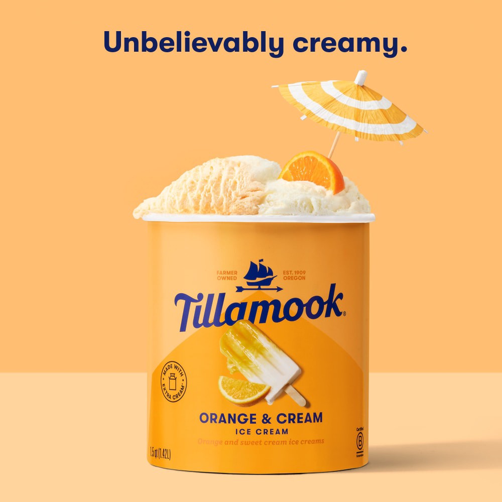 slide 3 of 6, Tillamook Orange & Cream Ice Cream 1.5 qt, 855 g