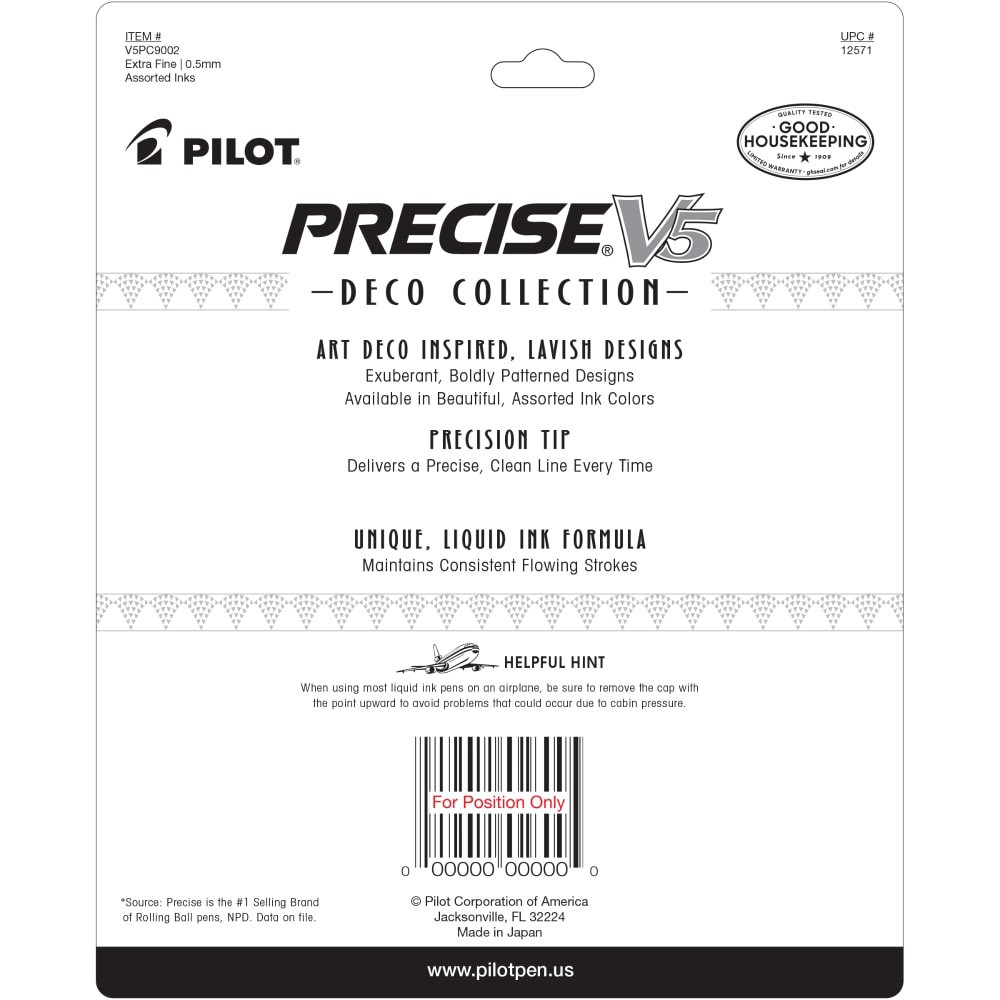 slide 2 of 2, Pilot Precise V5 Deco Collection Premium Rolling Ball Pens, 9 ct