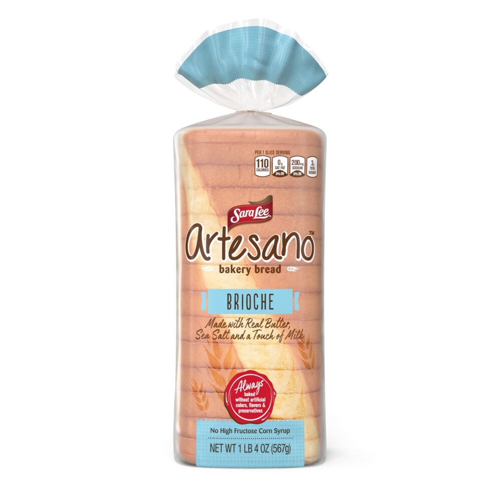 slide 5 of 5, Sara Lee Artesano Brioche Bakery Bread, 20 oz, Brioche Bread, Bag, 20 oz