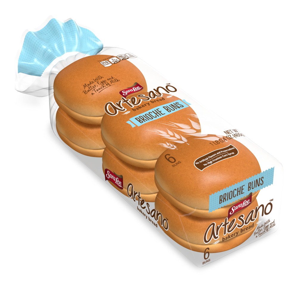 slide 5 of 6, Sara Lee Artesano Brioche Hamburger Buns, 6 count, Hamburger Buns, 16.4 oz Bag, 6 ct