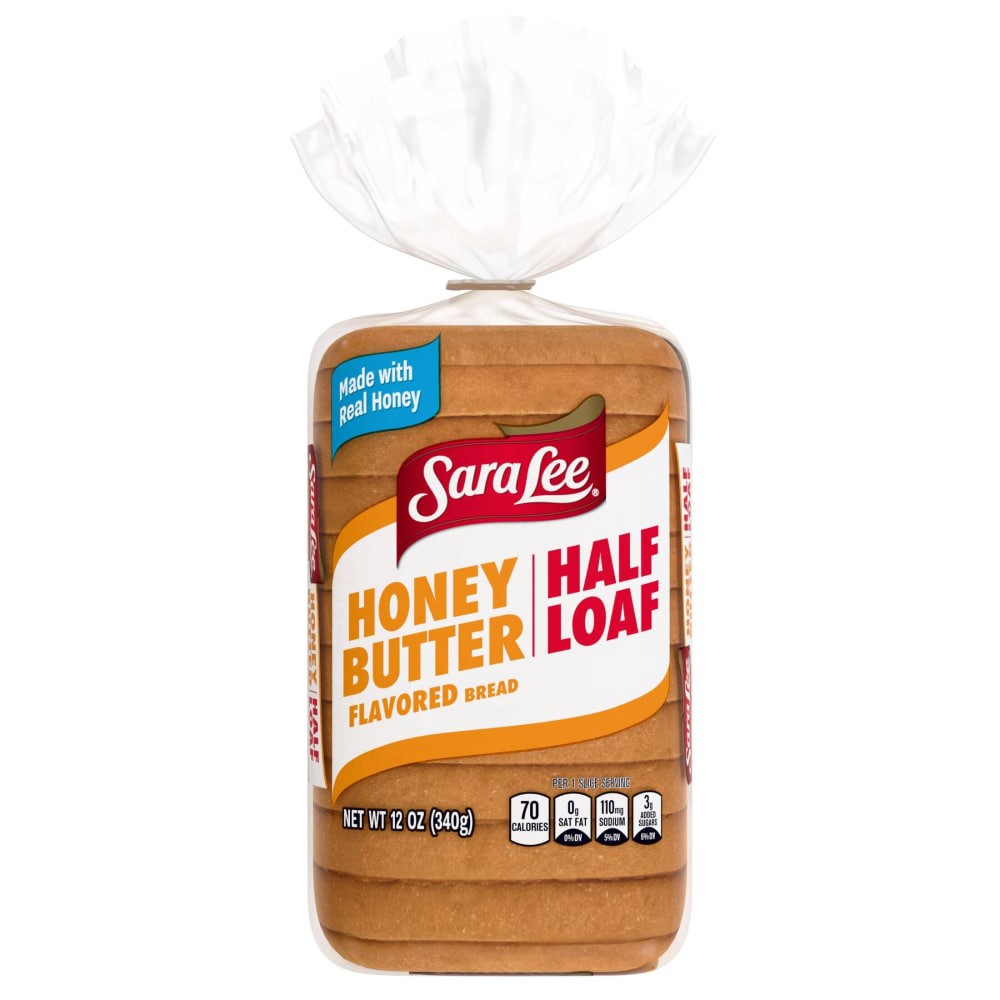 slide 2 of 5, Sara Lee Honey Butter Bread, Half Loaf, 12 oz, Bread, Bag, 12 oz