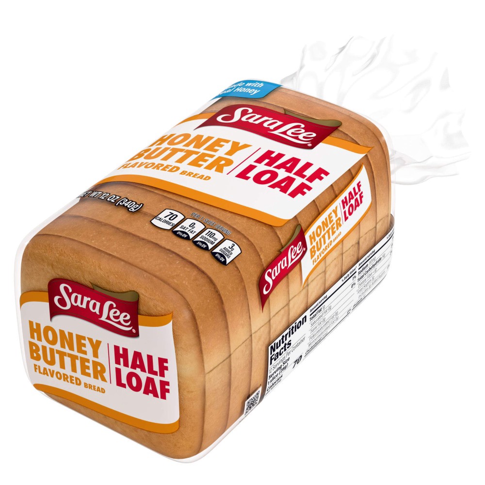 slide 4 of 5, Sara Lee Honey Butter Bread, Half Loaf, 12 oz, Bread, Bag, 12 oz