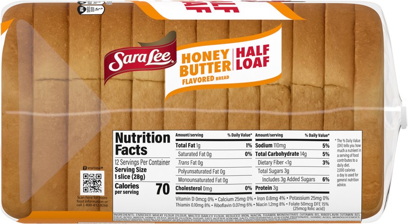 slide 2 of 5, Sara Lee Honey Butter Bread, Half Loaf, 12 oz, 12 oz