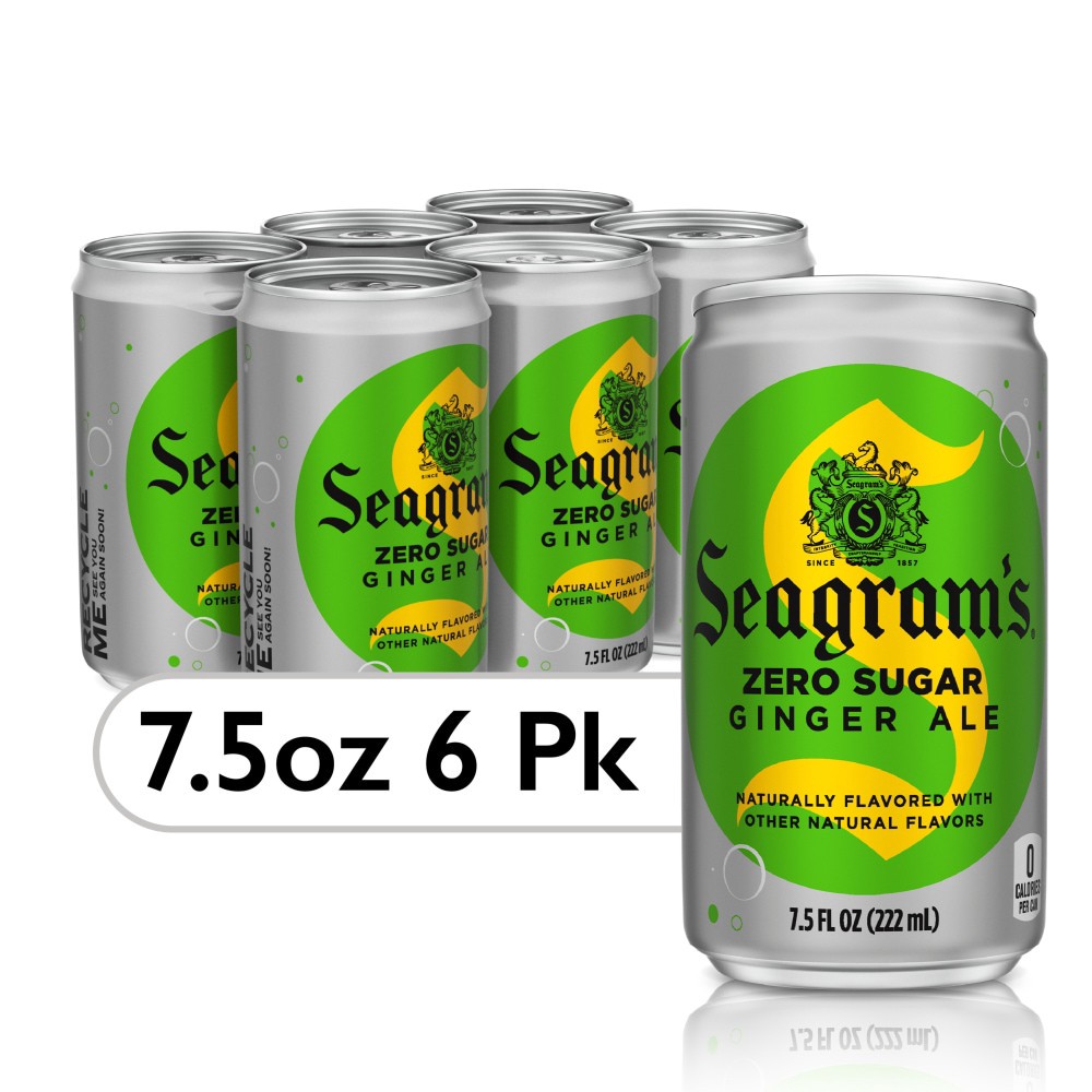 slide 3 of 4, Seagram's Zero Sugar Ginger Ale Cans, 7.5 fl oz, 6 Pack, 6 ct