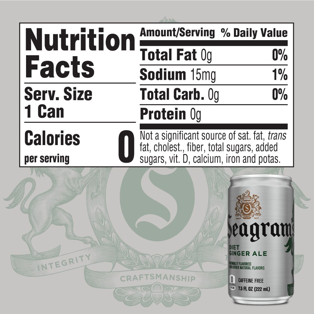 slide 2 of 4, Seagram's Zero Sugar Ginger Ale Cans, 7.5 fl oz, 6 Pack, 6 ct; 7.5 oz