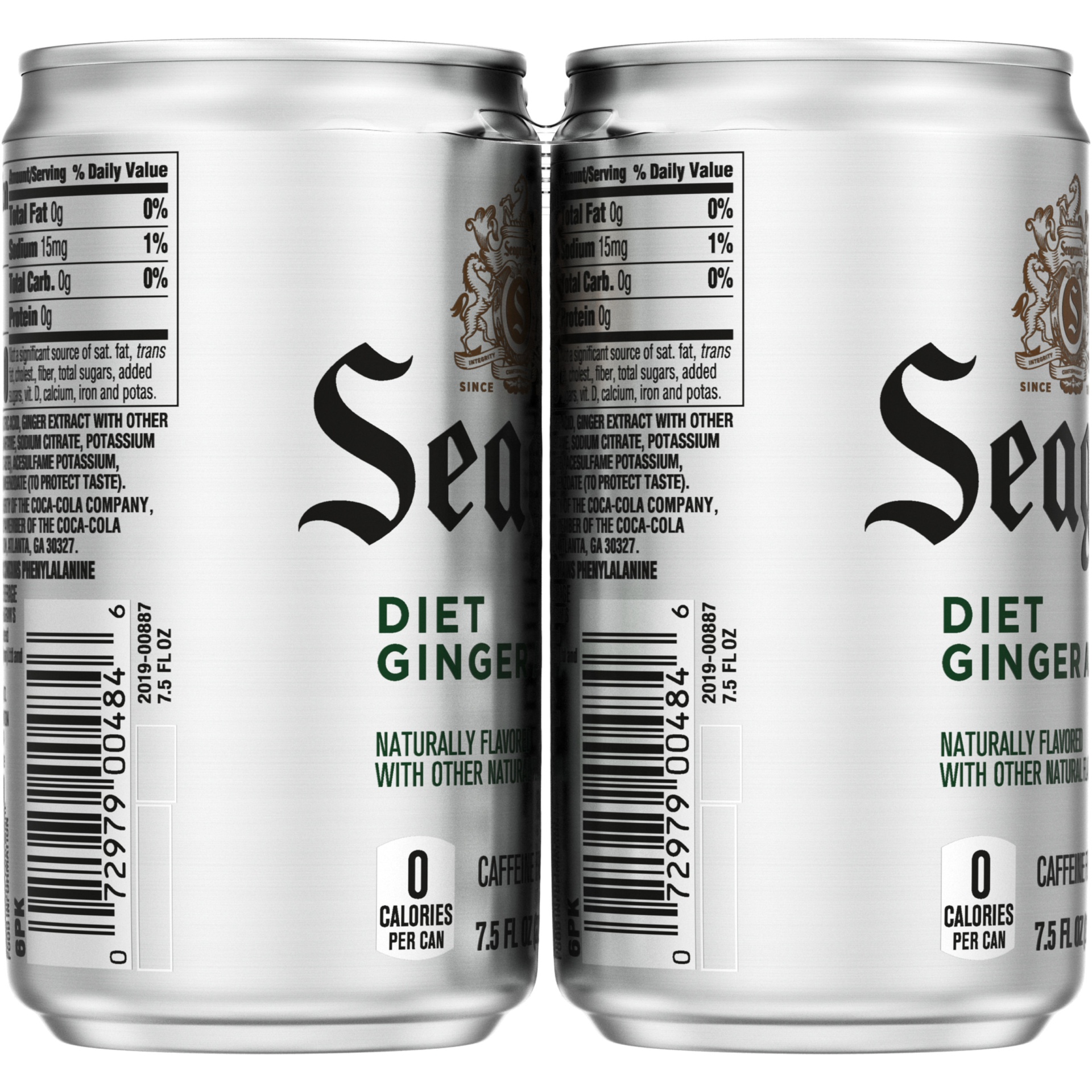 slide 10 of 12, Seagram's Diet Ginger Ale Soda, 6 ct; 7.5 fl oz
