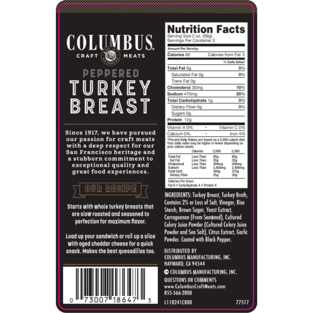 slide 2 of 2, Columbus ABF Pepper Turkey, 6 oz