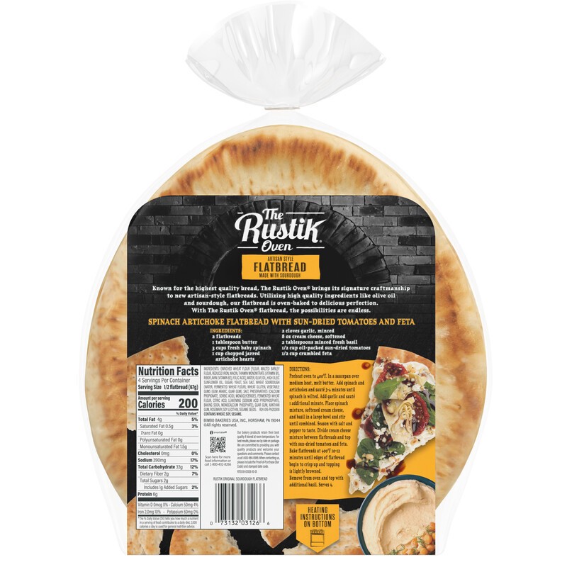 slide 4 of 5, The Rustik Oven Artisan Style Original Plain Flatbread, 2 count, 9.5 oz, 2 ct