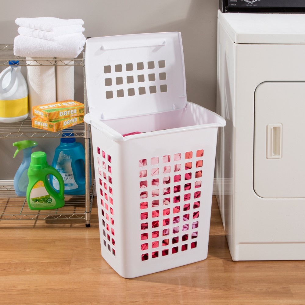 slide 3 of 4, Sterilite Rectangular Laundry Hamper- White, 1 ct