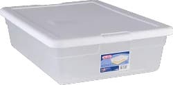 Sterilite Clear Plastic Under Bed Storage Bin Clear With White Lid