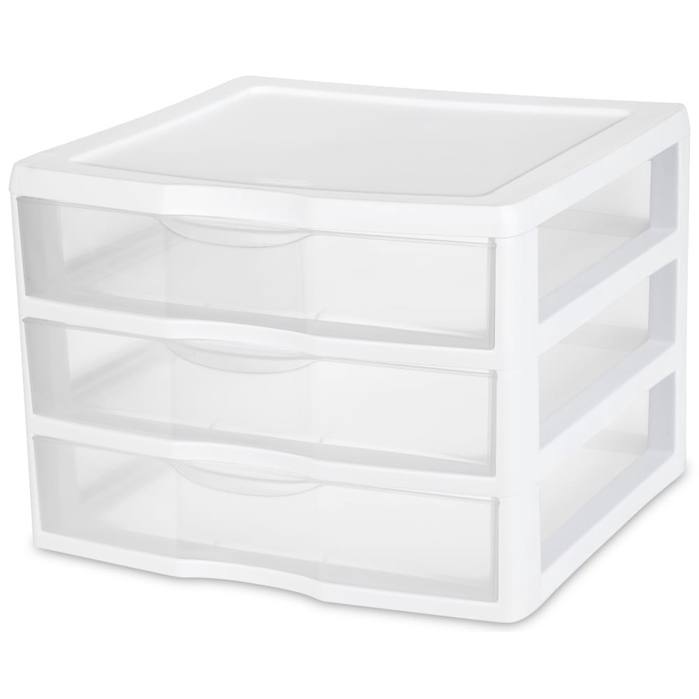 slide 4 of 4, Sterilite Clearview 3-Drawer Wide Organizer 2093 - Clear/White, 1 ct