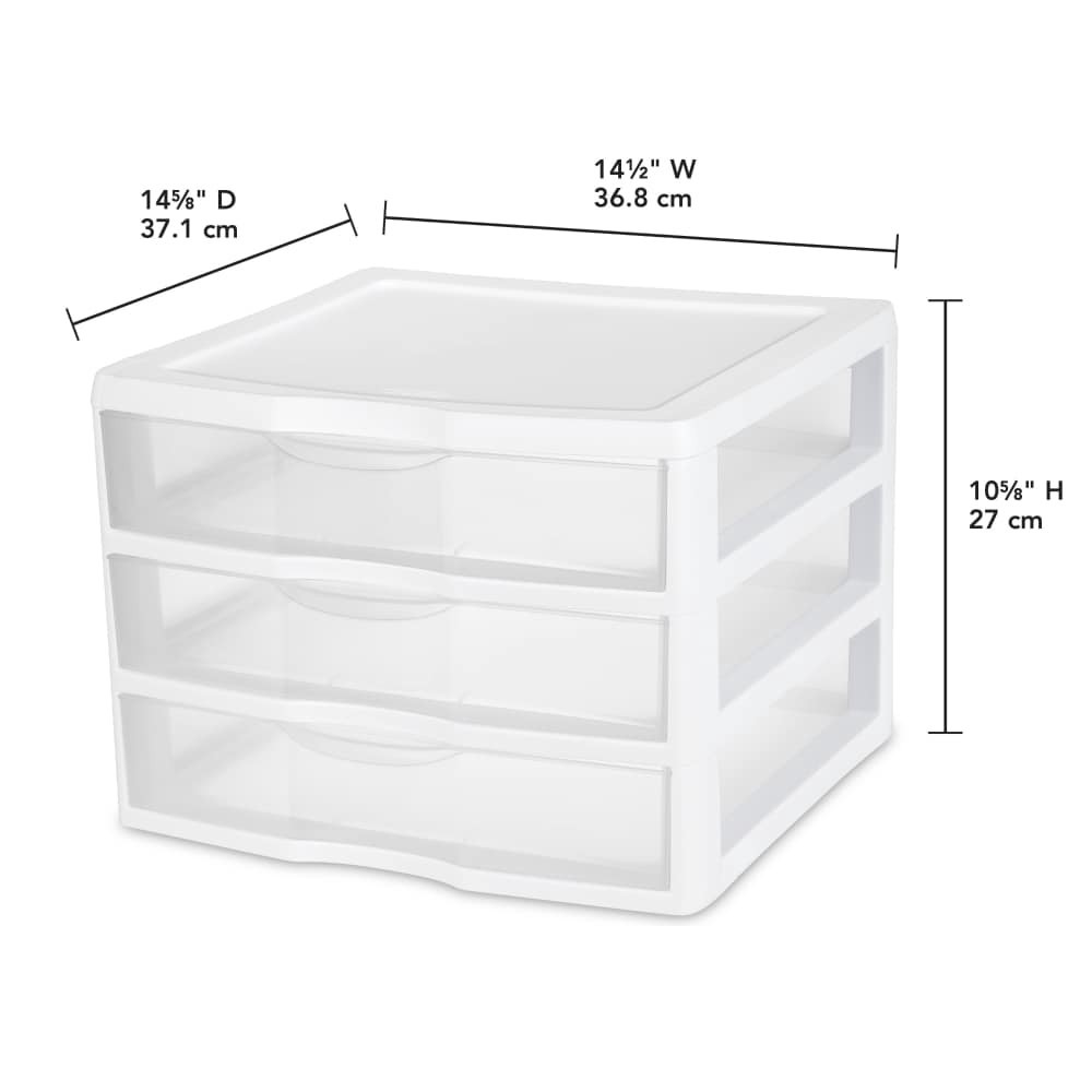 slide 3 of 4, Sterilite Clearview 3-Drawer Wide Organizer 2093 - Clear/White, 1 ct