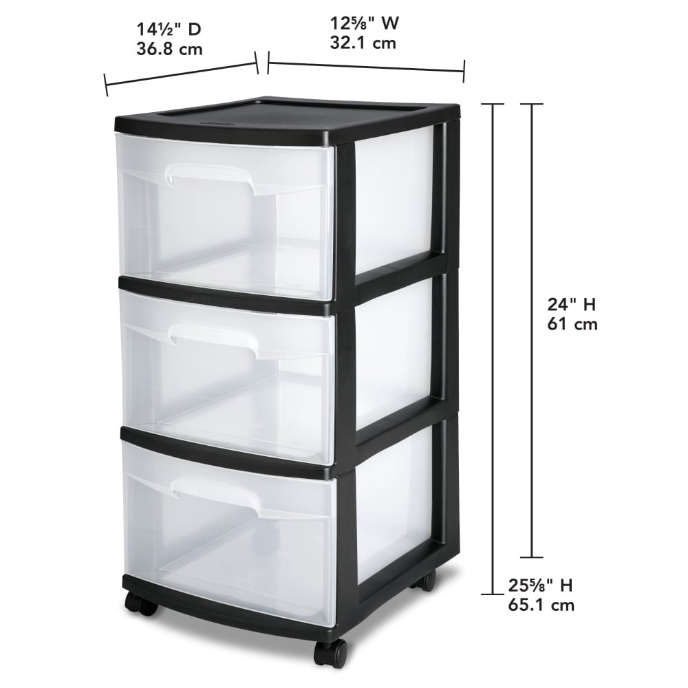 slide 2 of 5, Sterilite Medium Black 3 Drawer Cart 1 ea, 1 ct