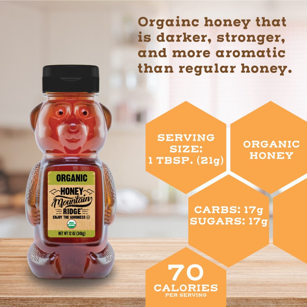 slide 2 of 6, Mountain Ridge® Organic Honey Bear, 12 oz