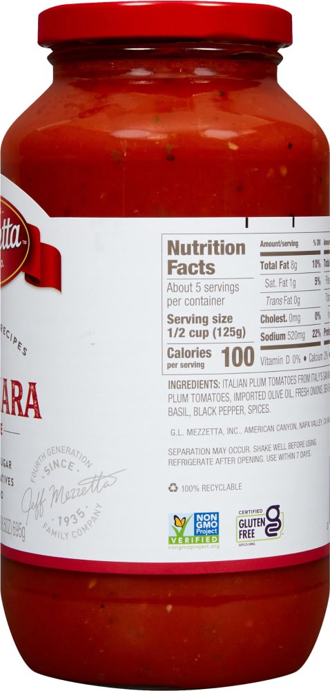 slide 6 of 6, Mezzetta Family Recipes Marinara Sauce, 24.5 oz, 24.50 oz